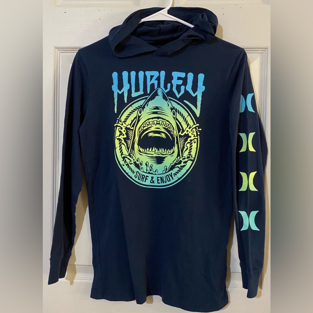 Hurley Dark Blue Shark Graphic Hoodie Boy’s XL 13-15 Yrs